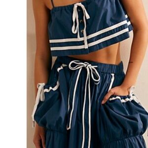 Free People Blue and White Bubble Mini Skirt
